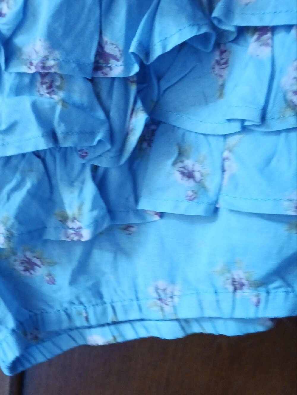 NEW! Free People "Ruffle Up Bloomers" Light Blue Ruffle Floral High-Waist Shorts - Picture 4 of 14